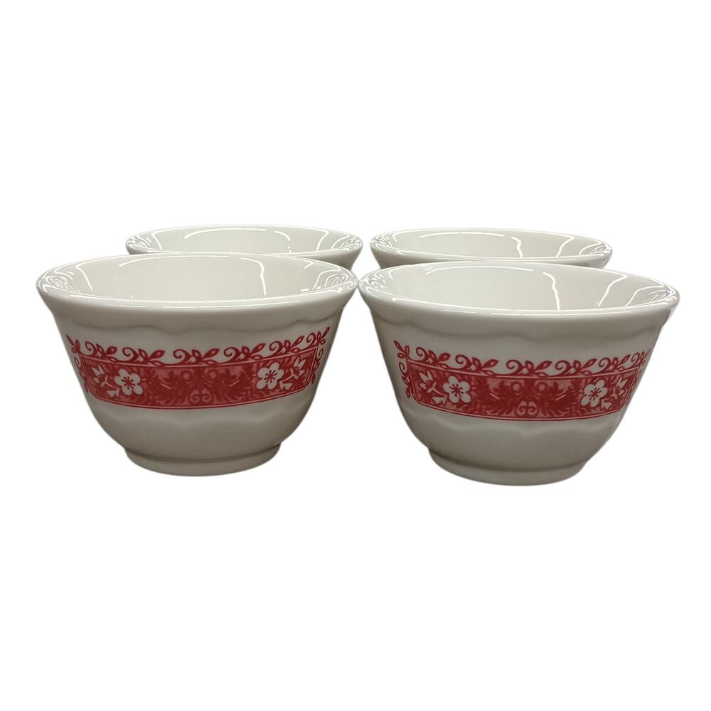 SYRACUSE CHINA RESTAURANT WARE STRAWBERRY HILL CUSTARD/ BOUILLION CUP SET OF 4